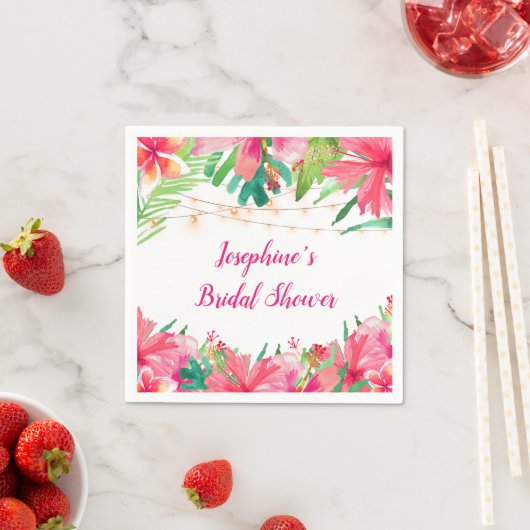 Tropische String Lights Bloemen Vrijgezellenfeest Servet (Insitu)