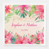 Tropische String Lights Bloemen Waterverf Bruiloft Servet (Voorkant)