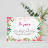 Tropische String Lights bloemenbruiloft behuizing Informatiekaartje (Staand voorkant)