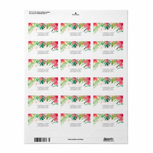 Tropische String Lights Floral Etiket (Full Sheet)