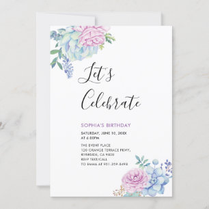 Tropische Succultus Summer Adult Birthday Party Kaart