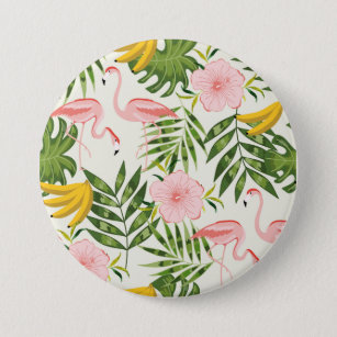 Tropische Summer Flamingo Round Button