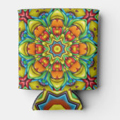 Tropische Sunburst  Fractal Kaleidoscope Blikjeskoeler (Voorkant)