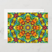 Tropische Sunburst  Fractal Kaleidoscope Briefkaart (Voorkant / Achterkant)