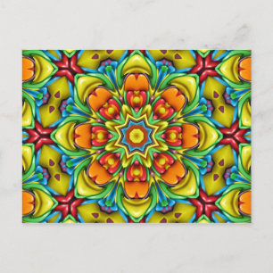 Tropische Sunburst  Fractal Kaleidoscope Briefkaart
