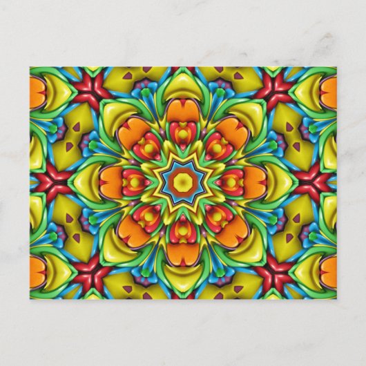 Tropische Sunburst  Fractal Kaleidoscope Briefkaart (Voorkant)