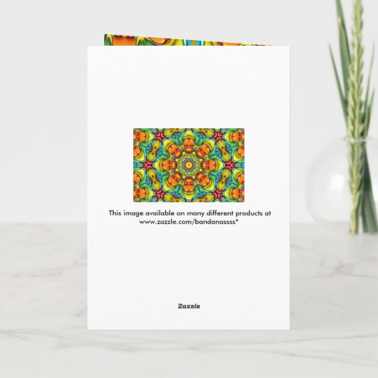 Tropische Sunburst  Fractal Kaleidoscope Kaart (Achterkant)