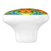 Tropische Sunburst  Fractal Kaleidoscope Keramische Knop (Zijkant)