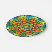 Tropische Sunburst  Fractal Kaleidoscope Papieren Bordje (Gekanteld)