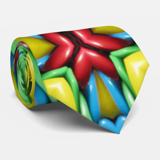 Tropische Sunburst  Fractal Kaleidoscope Stropdas (Opgerold)