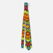 Tropische Sunburst  Fractal Kaleidoscope Stropdas (Achterkant)