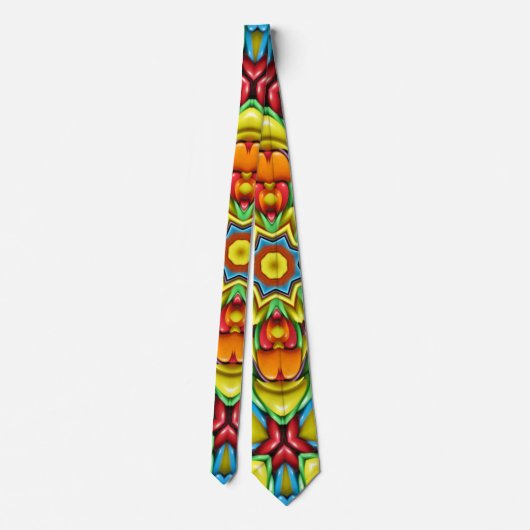 Tropische Sunburst  Fractal Kaleidoscope Stropdas (Achterkant)