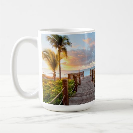Tropische Sunrise Boardwalk Keramische Mok 450ml (Links)