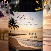 Tropische Sunset Beach Bestemming Bruiloft Wijn Etiket