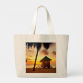 Tropische Sunset Beach Canvas tas (Achterkant)