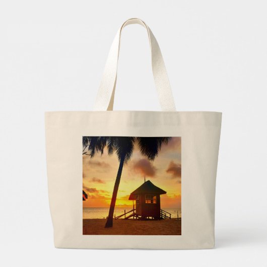 Tropische Sunset Beach Canvas tas (Achterkant)