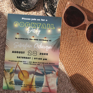 Tropische Sunset Beach Cocktail 50e Verjaardag Kaart
