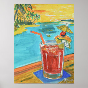 Tropische Sunset Beach Cocktail Poster