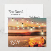 Tropische Sunset Beach Mason Jar bruiloft reactie Uitnodiging Briefkaart (Voorkant / Achterkant)