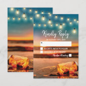 Tropische Sunset Beach Mason Jar bruiloft RSVP Kaartje (Voorkant / Achterkant)