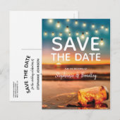 Tropische Sunset Beach Mason Jar Save the Date Aankondigingskaart (Voorkant / Achterkant)