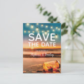 Tropische Sunset Beach Mason Jar Save the Date Aankondigingskaart (Staand voorkant)