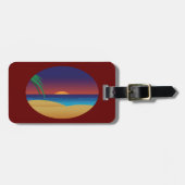 Tropische Sunset Beach Palm verlaat oceaangolven Bagagelabel (Voorkant horizontaal)