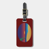 Tropische Sunset Beach Palm verlaat oceaangolven Bagagelabel (Voorkant verticaal)