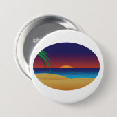 Tropische Sunset Beach Palm verlaat oceaangolven Ronde Button 7,6 Cm (Voorkant /achterkant)