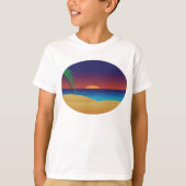 Tropische Sunset Beach Palm verlaat oceaangolven T-shirt (Voorkant)