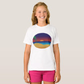 Tropische Sunset Beach Palm verlaat oceaangolven T-shirt (Voorkant volledig)