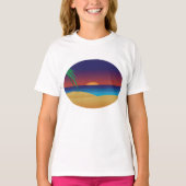 Tropische Sunset Beach Palm verlaat oceaangolven T-shirt (Voorkant)