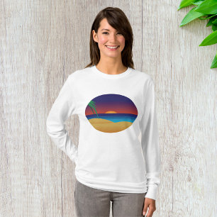 Tropische Sunset Beach Palm verlaat oceaangolven T-shirt