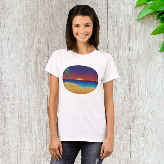 Tropische Sunset Beach Palm verlaat oceaangolven T-shirt