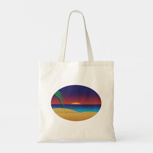 Tropische Sunset Beach Palm verlaat oceaangolven Tote Bag (Achterkant)