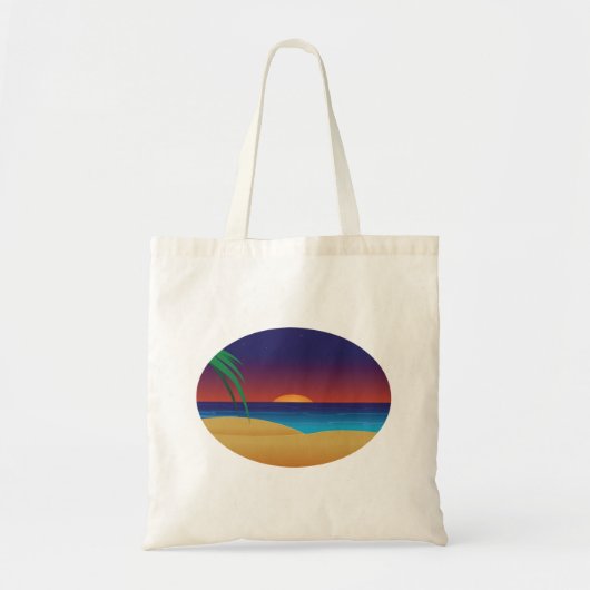 Tropische Sunset Beach Palm verlaat oceaangolven Tote Bag (Voorkant)