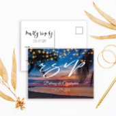 Tropische Sunset Beach String Lights Wedding RSVP Uitnodiging Briefkaart