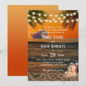 Tropische Sunset Beach Yacht Wedding Glow Mason Ja Kaart (Voorkant / Achterkant)