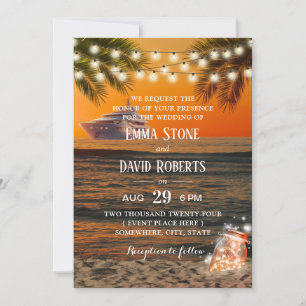 Tropische Sunset Beach Yacht Wedding Glow Mason Ja Kaart