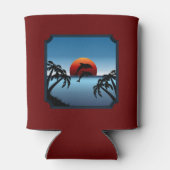 Tropische Sunset Dolfijnen en Palmbomen Blikjeskoeler (Achterkant)