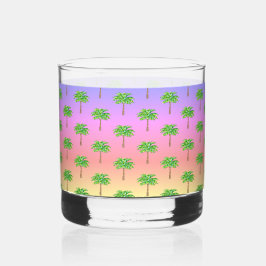 Tropische Sunset Island Groene Palmboom Whisky Glas