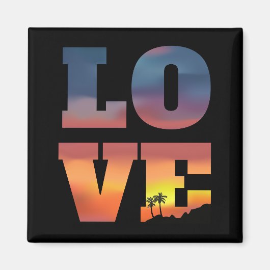 Tropische Sunset Love Magneet (Voorkant)