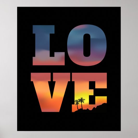 Tropische Sunset Love Poster (Voorkant)