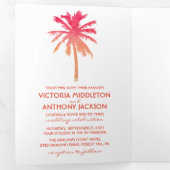 Tropische Sunset Palm Beach Wedding Suite Drieluik Uitnodiging (Binnenzijde eerst)