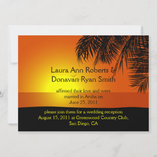 Tropische Sunset Palm Trees Post Wedding Invitatio Kaart