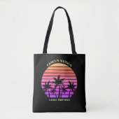 Tropische Sunset Palm Trees Roze Zwart Custom Beac Tote Bag (Voorkant)