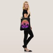 Tropische Sunset Palm Trees Roze Zwart Custom Beac Tote Bag (Op model)
