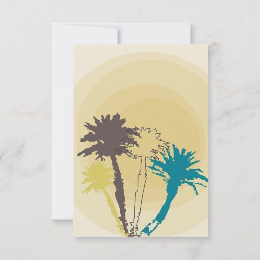 Tropische Sunset Palm Trees Strand Blauw Zomer RSV RSVP Kaartje (Achterkant)