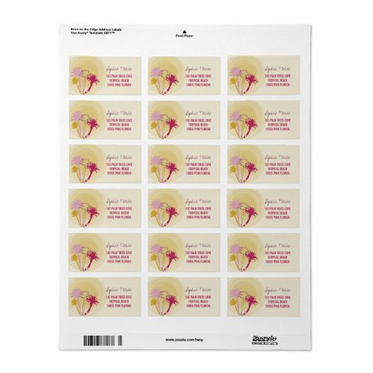 Tropische Sunset Palm Trees Strand Bruiloft Labels (Full Sheet)