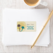 Tropische Sunset Palm Trees Strand Bruiloft Labels (Insitu)